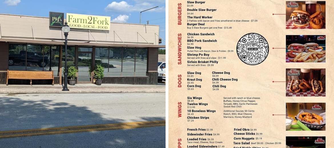 P&J Recreation Menu