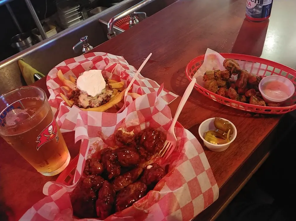 Layered Fries Boneless Wings Fried Okra
