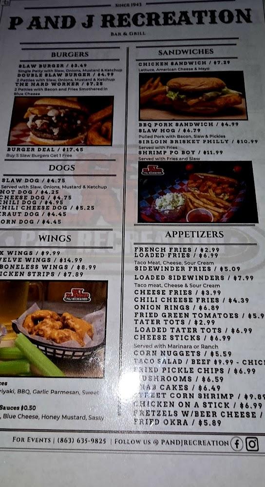 P&J Recreation Menu image 3