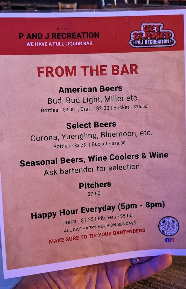 P&J Recreation Menu image 4